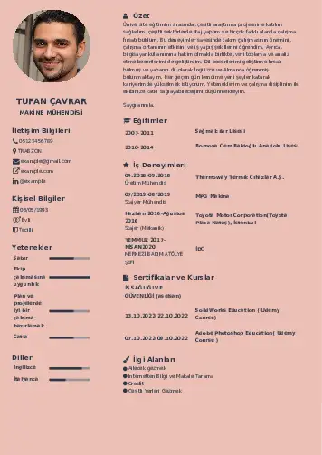 Makine Mühendisi Cv Örnekleri cv indir